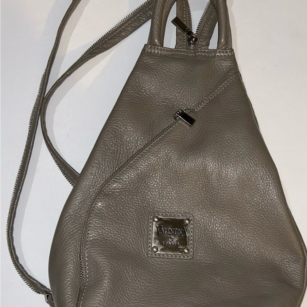 Valentina Taupe Leather Sling Backpack